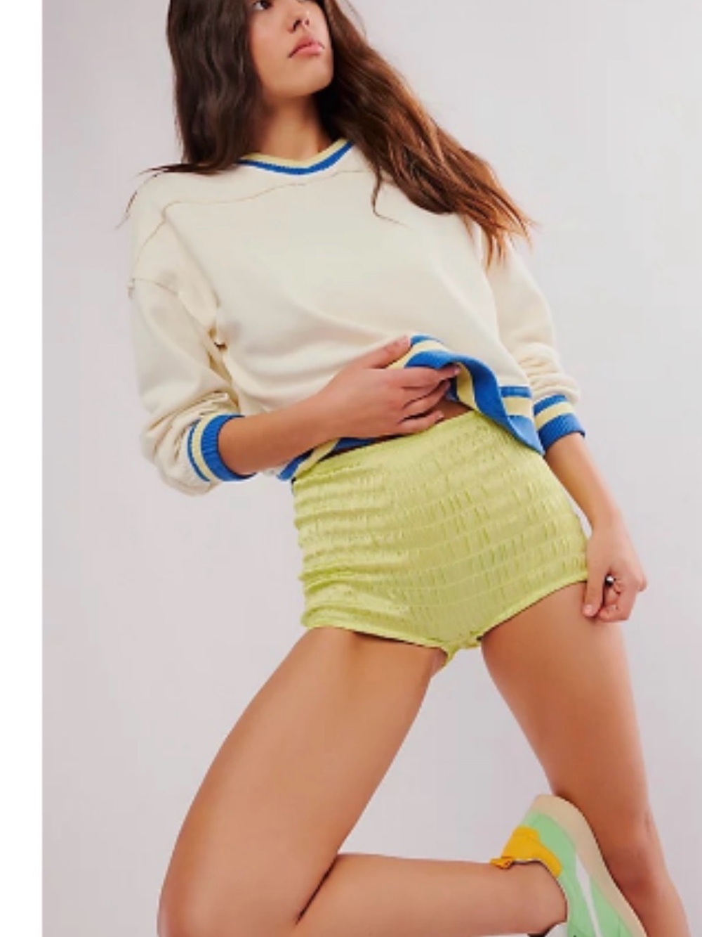 NWT Ruched Shorties by
Intimately at Free People in Sunny Lime, Size: Small